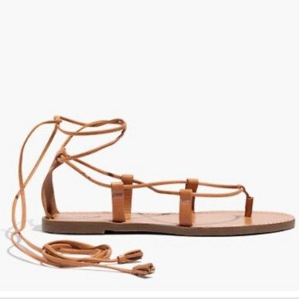 Madewell tan leather tie sandals
